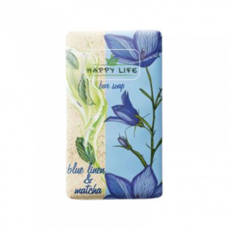 HAPPY LIFE Твердое мыло Синий лён и матча, 180 г