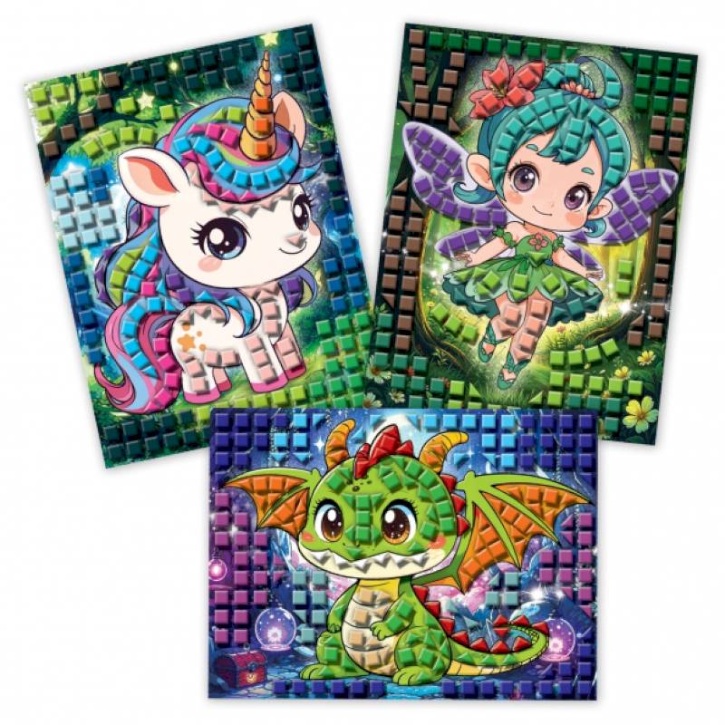 Разноцветная мозаика 3 в 1. Дракончик. Фея. Единорог Разноцветная мозаика 3 в 1. Дракончик. Фея. Единорог