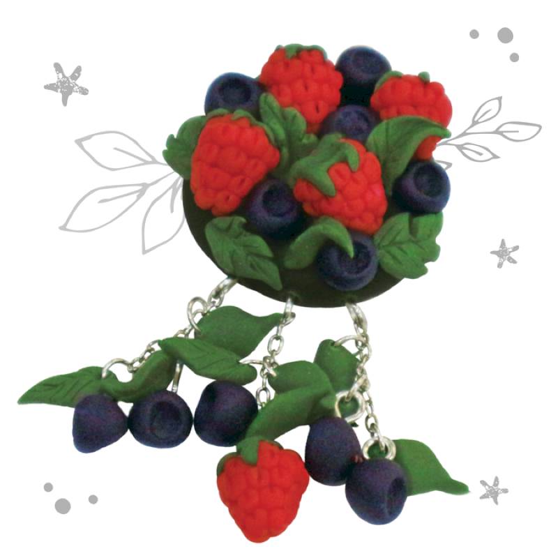 Брошь из полимерной глины своими руками 'Ягоды'