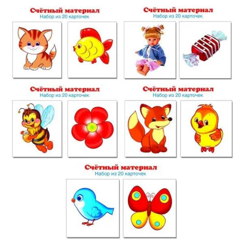 Комплект счетного материала для девочек (набор из 5 видов по 20 карточек) Комплект счетного материала для девочек (набор из 5 видов по 20 карточек)