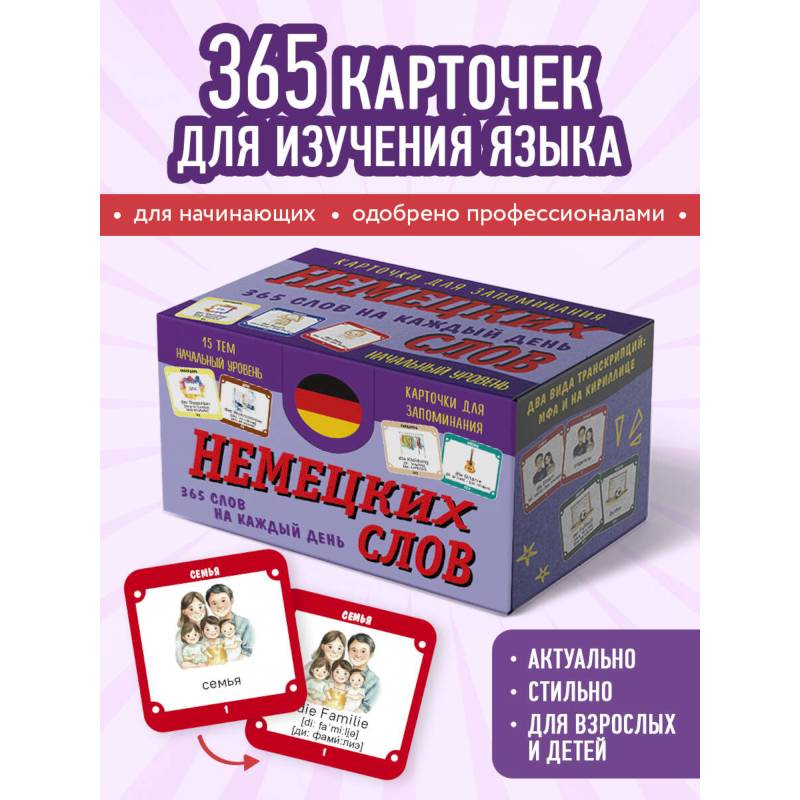 Карточки для запоминания немецких слов. Начальный уровень Карточки для запоминания немецких слов. Начальный уровень