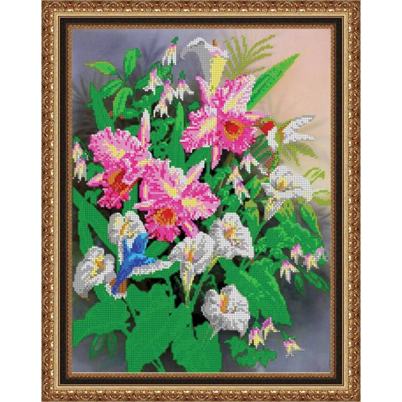 «Светлица» набор для вышивания бисером №378 «Поэзия цветов» бисер Чехия 30x38см