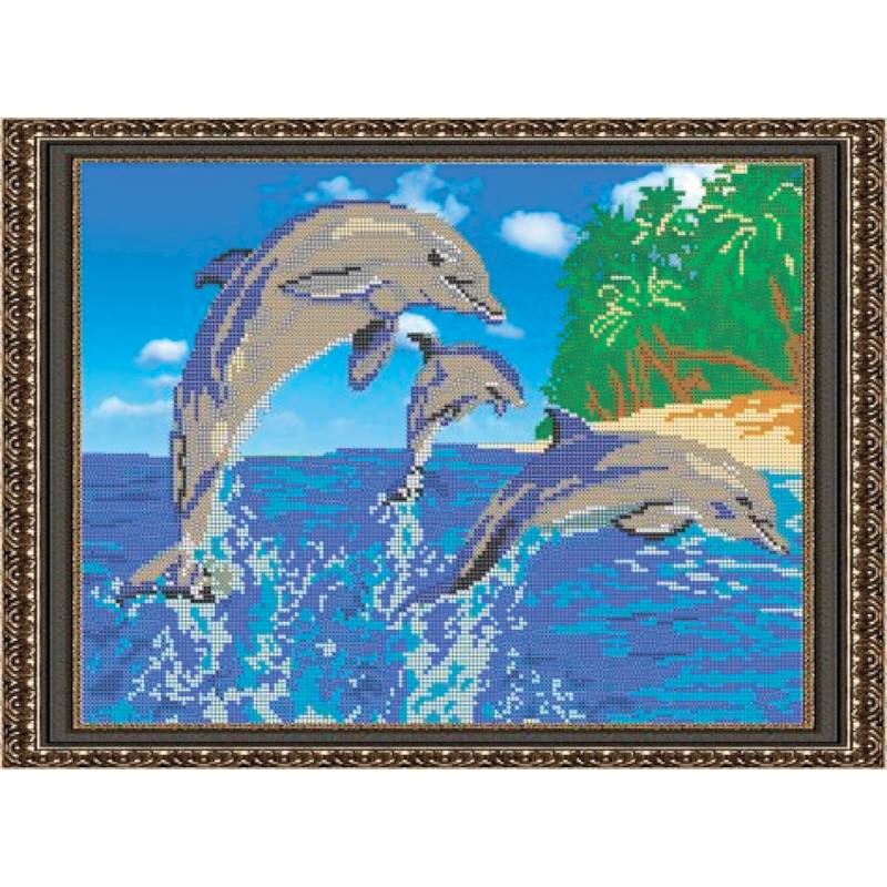 «Светлица» набор для вышивания бисером №021 «Дельфины» бисер Чехия 35,9х26,4см «Светлица» набор для вышивания бисером №021 «Дельфины» бисер Чехия 35,9х26,4см
