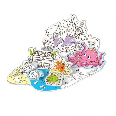 Животные. Птицы. Растения, книга В море. Объемные раскраски купить по скидке